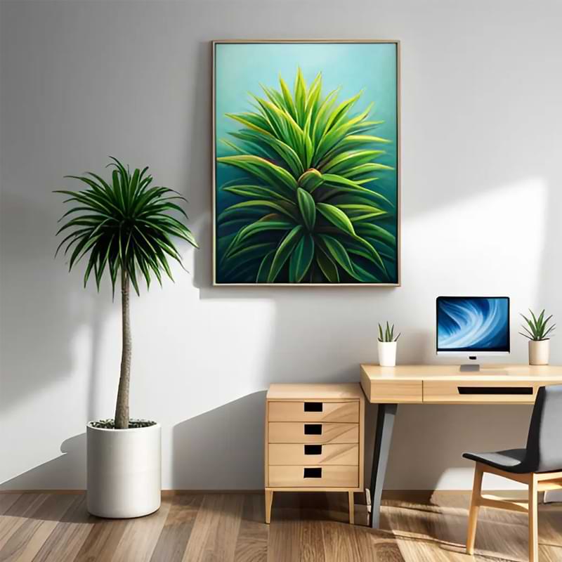 Interior design trends featuring a tall Dracaena Marginata with long green leaves enhancing room aesthetics.